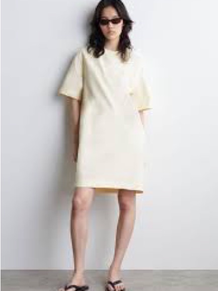 Cos Boxy Short Sleeve Mini Oversized Dress Size S Minimalist Cream Shift Dress